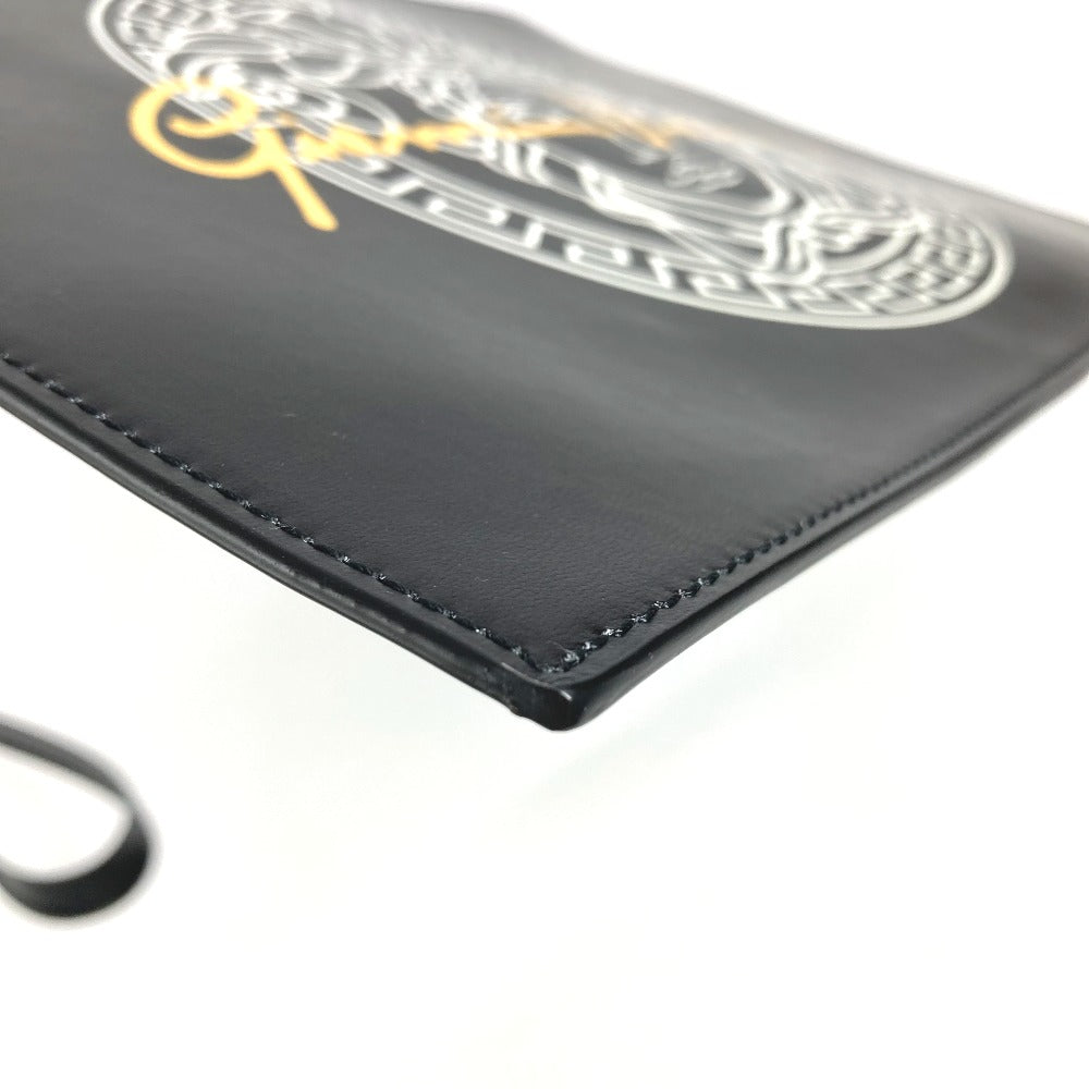 VERSACE メデューサ ストラップ付き ポーチ カバン バイカラー セカンドバッグ クラッチバッグ レザー ユニセックス ブラック - brandshop-reference