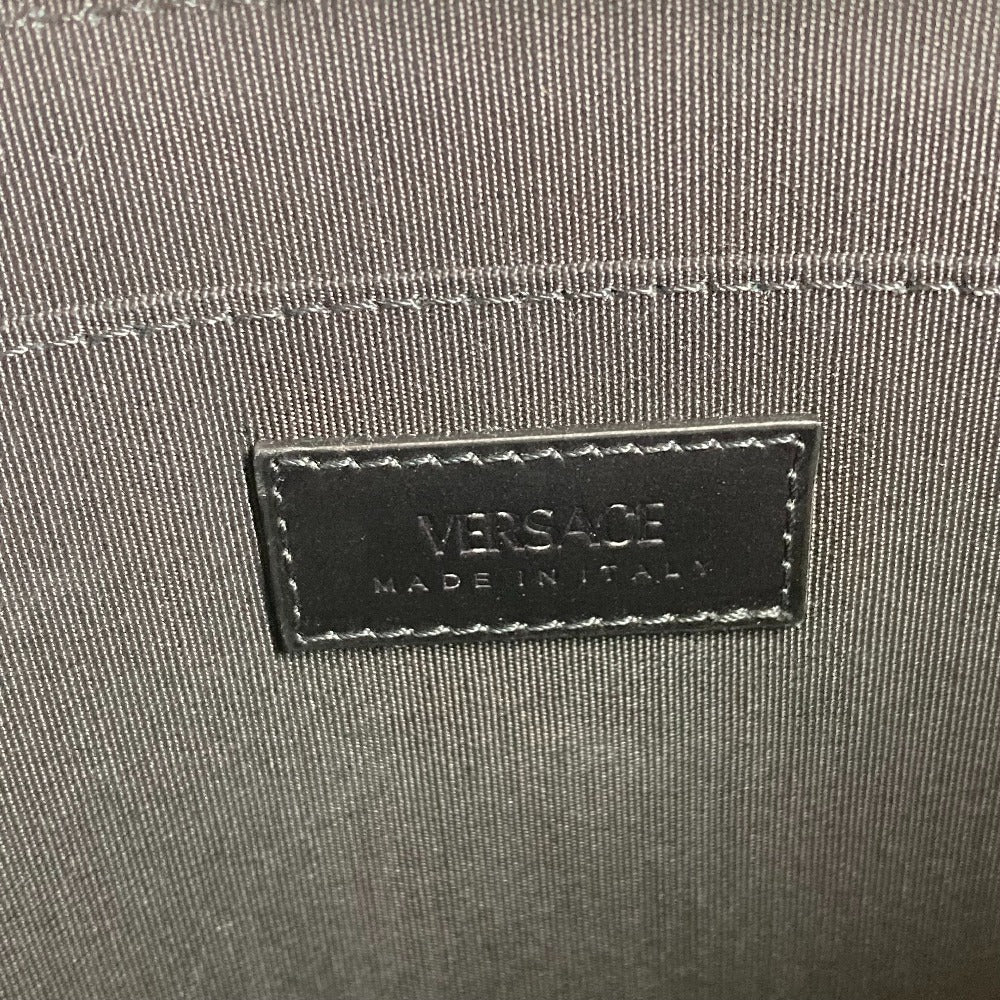 VERSACE メデューサ ストラップ付き ポーチ カバン バイカラー セカンドバッグ クラッチバッグ レザー ユニセックス ブラック - brandshop-reference