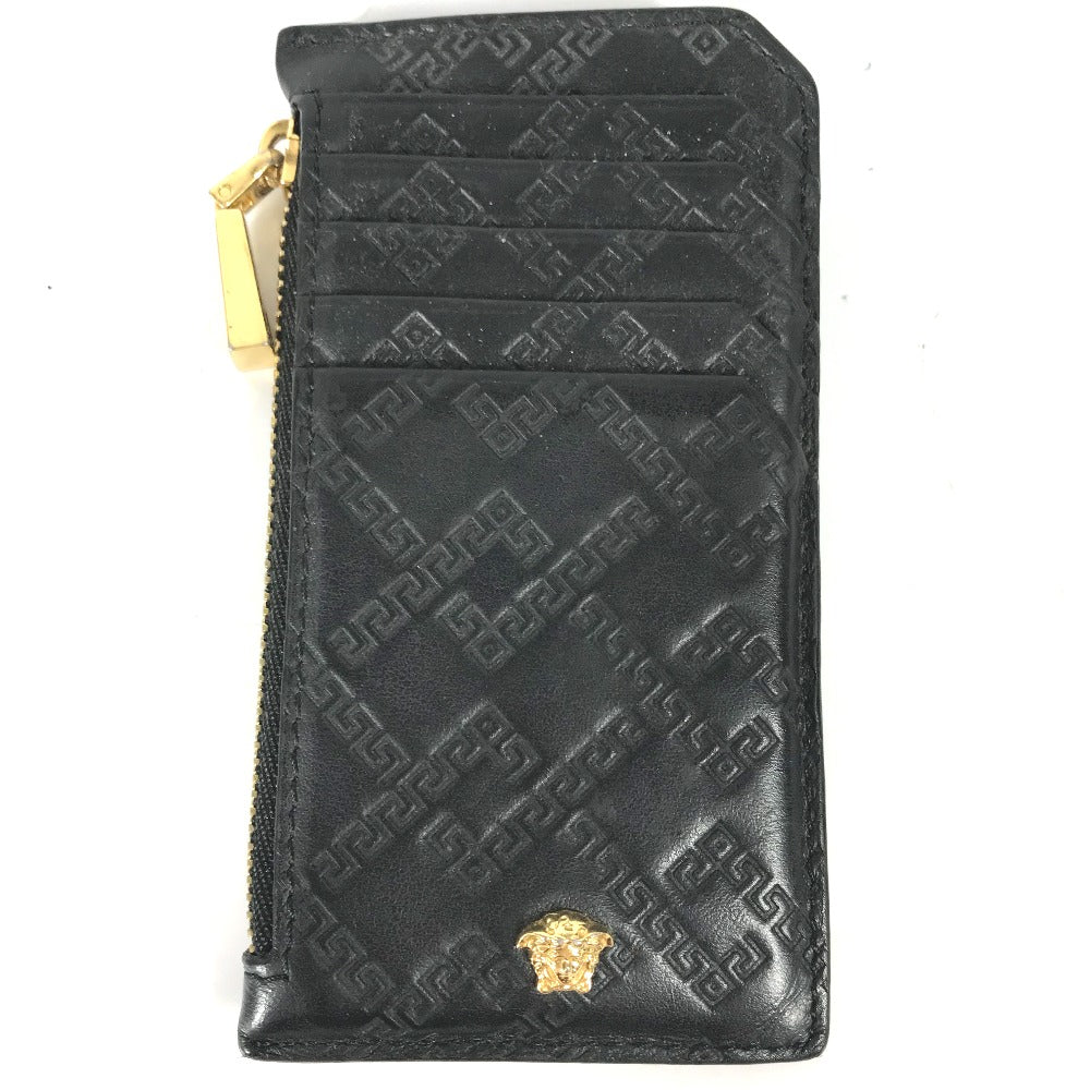 VERSACE Medusa Fragment Case Leather Coin Purse, Men's, Black