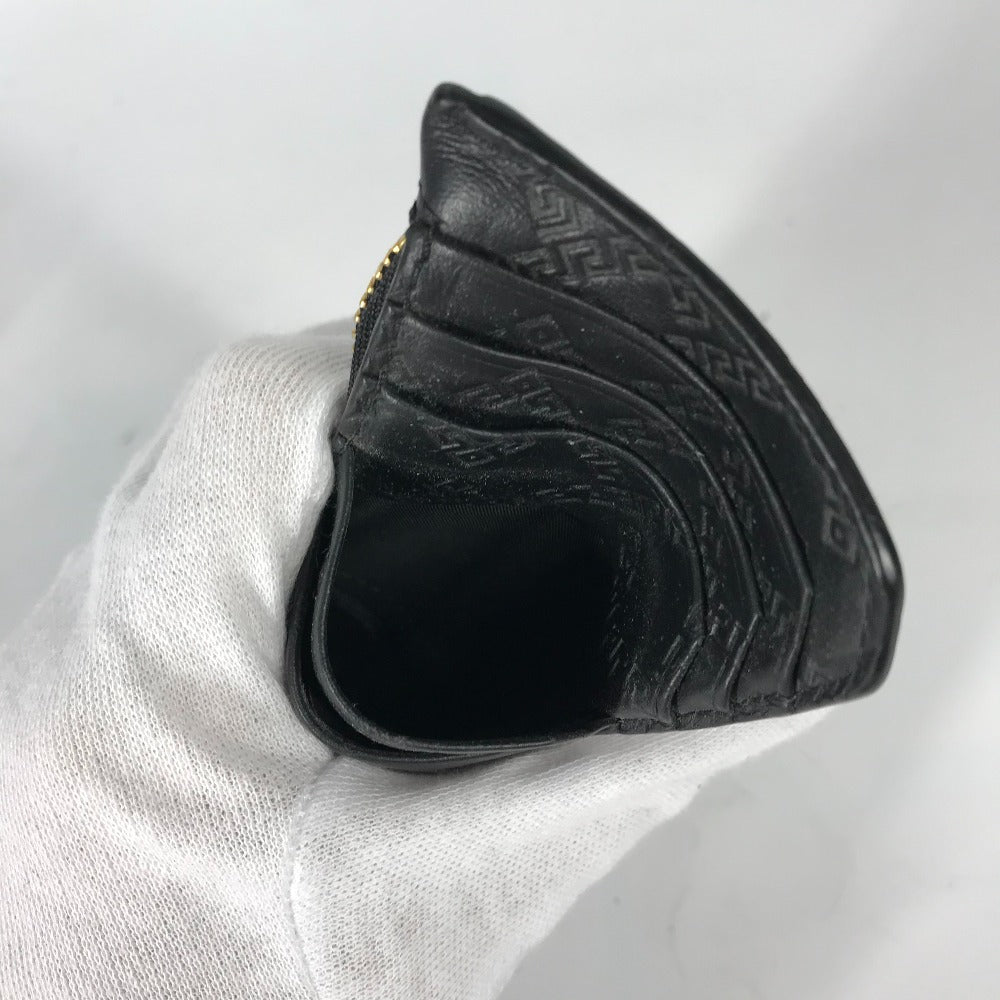 VERSACE Medusa Fragment Case Leather Coin Purse, Men's, Black