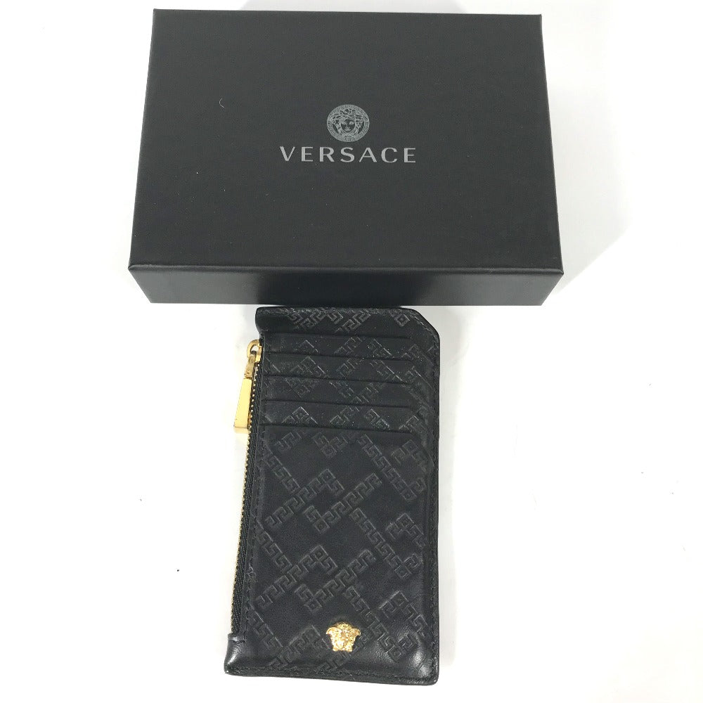 VERSACE Medusa Fragment Case Leather Coin Purse, Men's, Black
