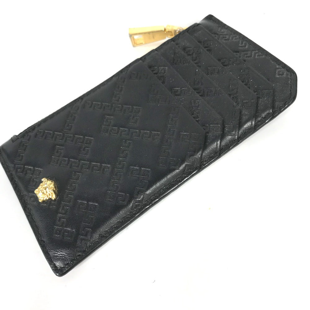 VERSACE Medusa Fragment Case Leather Coin Purse, Men's, Black