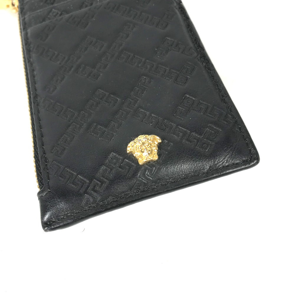 VERSACE Medusa Fragment Case Leather Coin Purse, Men's, Black