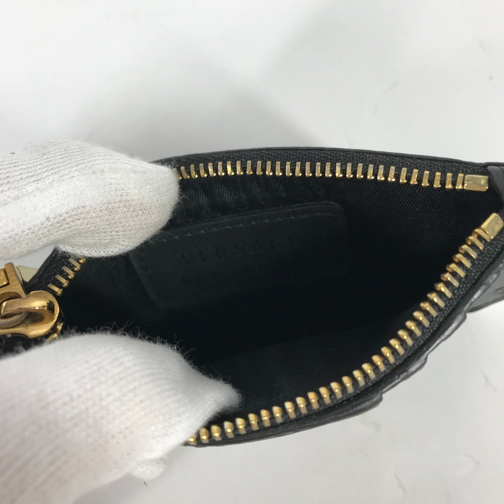 VERSACE Medusa Fragment Case Leather Coin Purse, Men's, Black