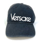 VERSACE バイカラー ロゴ 帽子 キャップ帽 ベースボールキャップ キャップ コットン レディース ブラック
