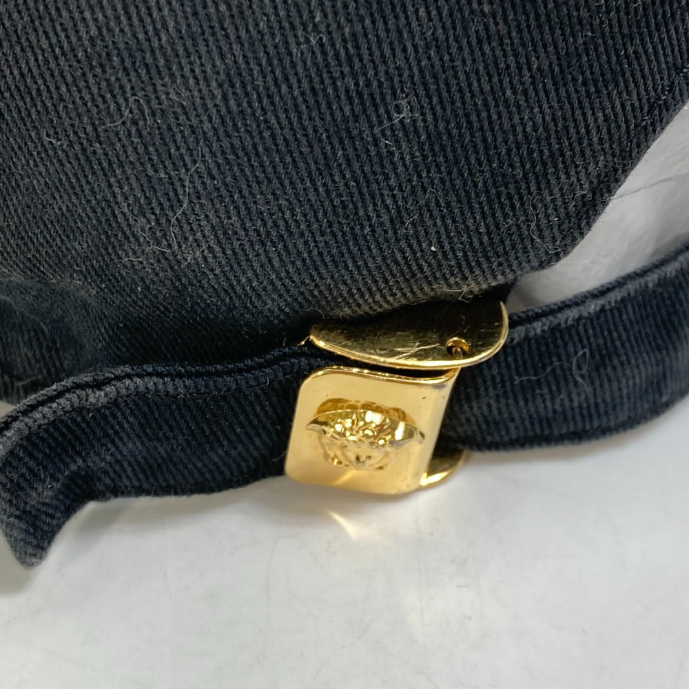 VERSACE バイカラー ロゴ 帽子 キャップ帽 ベースボールキャップ キャップ コットン レディース ブラック - brandshop-reference