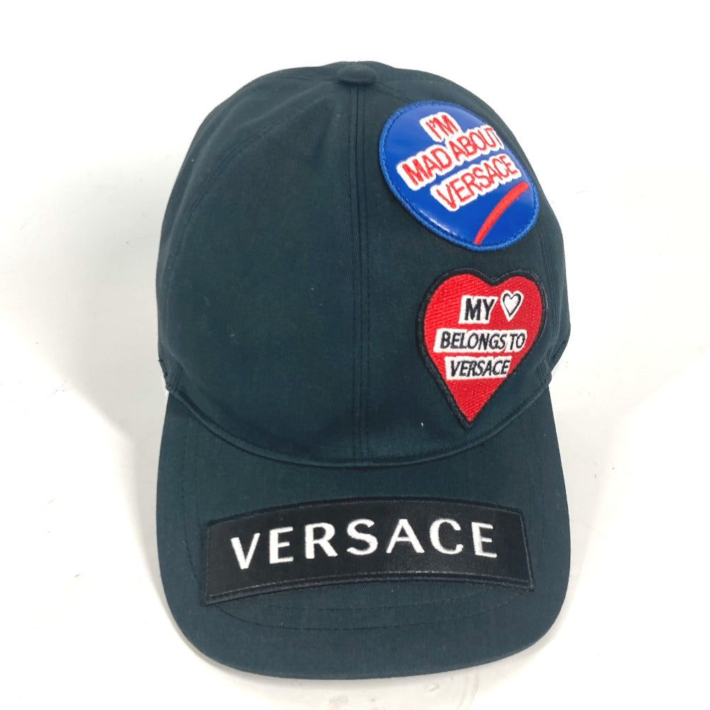 VERSACE ロゴ ワッペン ハート 帽子 キャップ帽 ベースボール キャップ キャンバス レディース