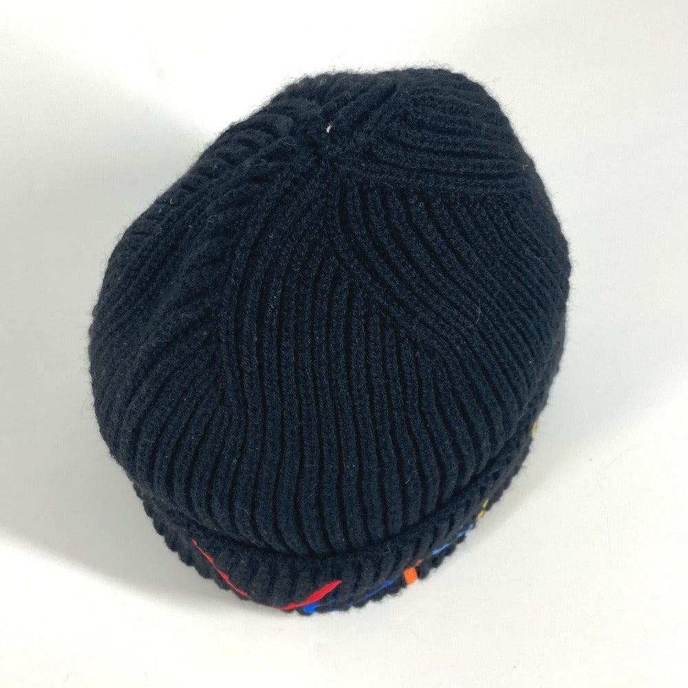 VERSACE ロゴ レインボー ビーニー 帽子 ニット帽 ニットキャップ ニット帽 ウール レディース ブラック - brandshop-reference