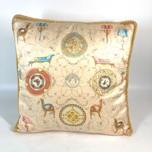 VERSACE Medusa Pillow, Interior Decor, Furniture, Cushion, Polyester, Unisex, Light Orange