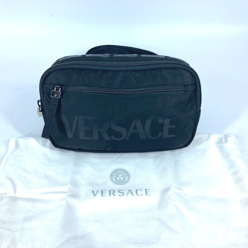 VERSACE クロス カバン ロゴ ショルダーバッグ ベルトバッグ ボディバッグ ナイロン メンズ