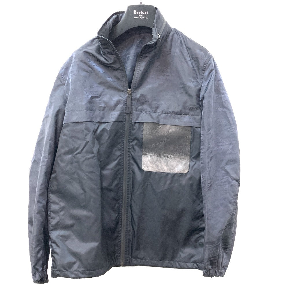 Berluti トップス カリグラフィ ジップアップ パーカー ナイロン メンズ ネイビー