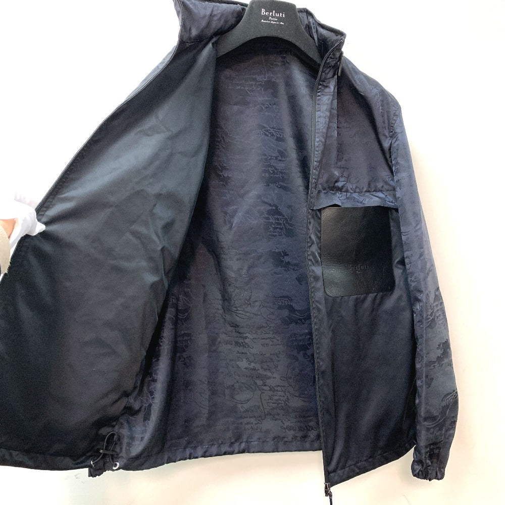 Berluti トップス カリグラフィ ジップアップ パーカー ナイロン メンズ ネイビー