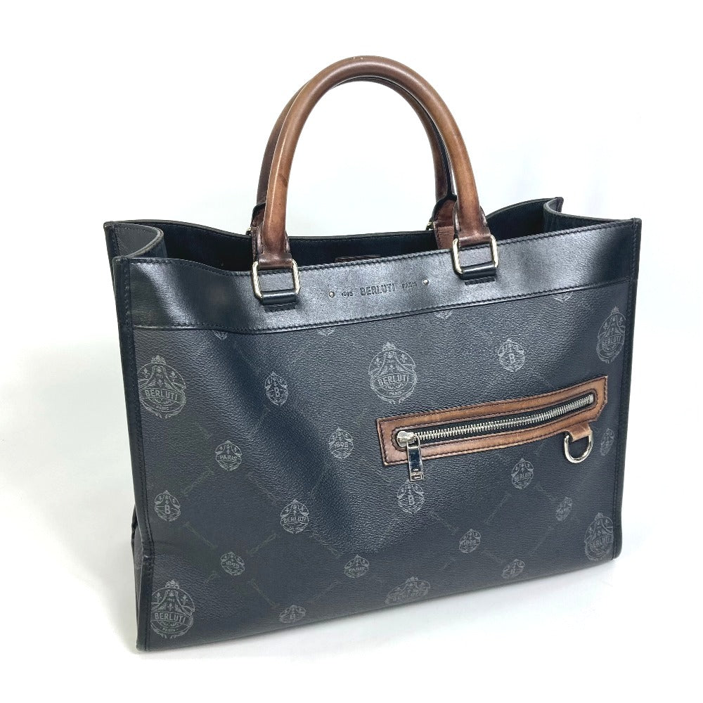 Berluti ウリス スモール カバン 2WAY ショルダーバッグ トートバッグ キャンバス/レザー メンズ ブラック