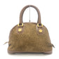 BORBONESE Bag Handbag Bowling Bag Quail Pattern Handbag Leather Women's Brown