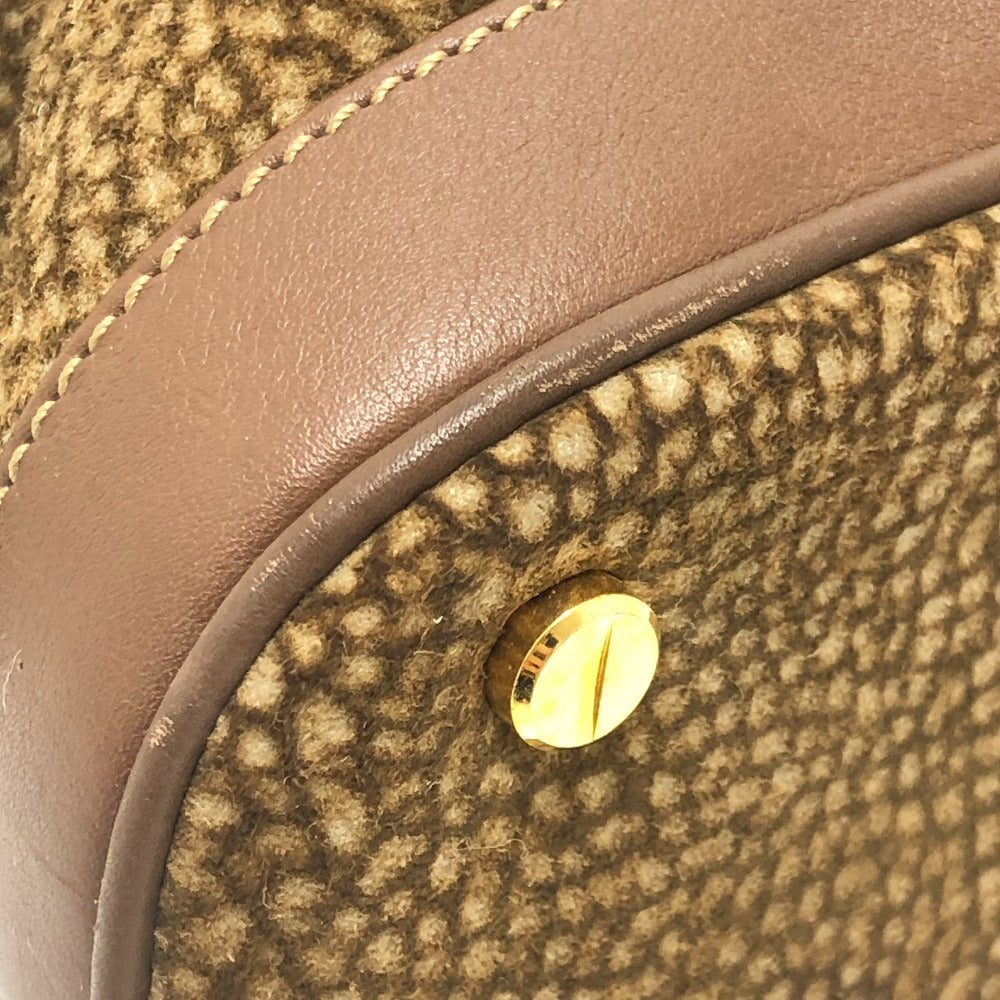 BORBONESE Bag Handbag Bowling Bag Quail Pattern Handbag Leather Women's Brown