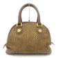 BORBONESE Bag Handbag Bowling Bag Quail Pattern Handbag Leather Women's Brown