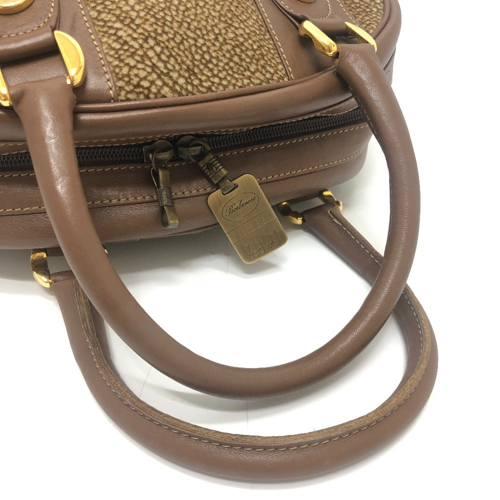 BORBONESE Bag Handbag Bowling Bag Quail Pattern Handbag Leather Women's Brown