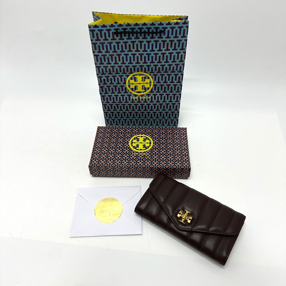 Tory Burch 81820 KIRA CHEVRON キラ シェブロン 二つ折り ロングウォレット 長財布 レザー レディース ブラウン