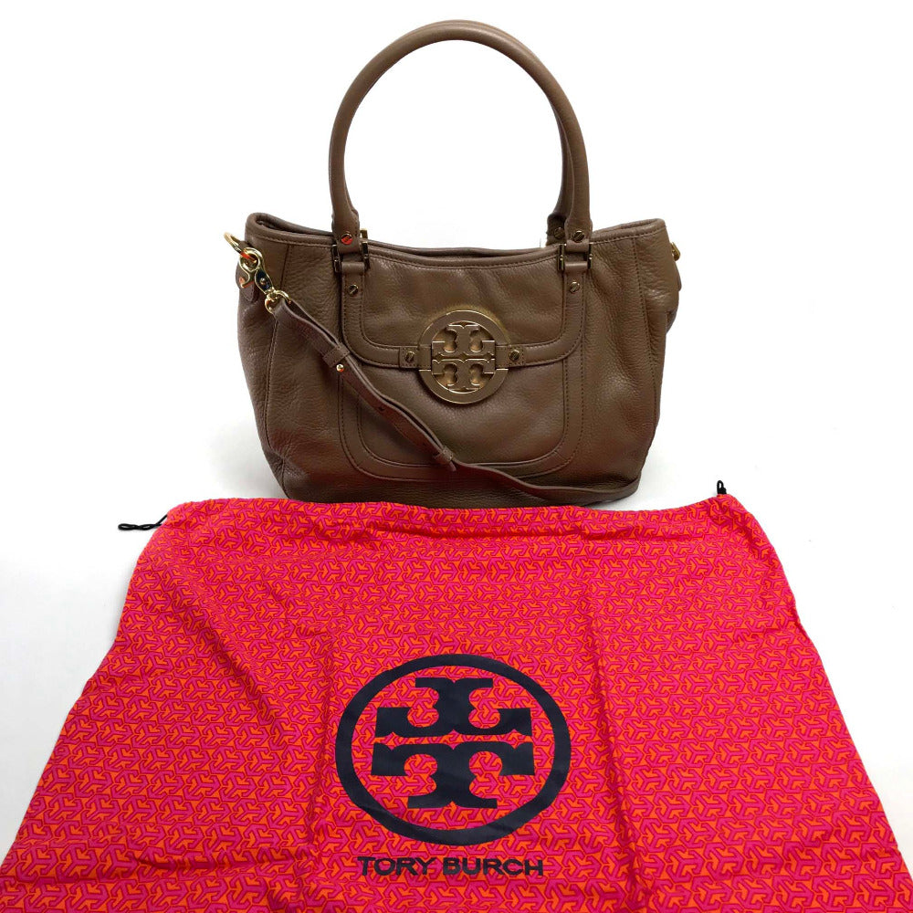 Tory Burch logo shoulder bag, tote bag, 2-way bag, shoulder bag, handbag, leather, women's, brown