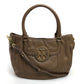 Tory Burch logo Tote Bag Bag 2WAY Bag Shoulder Bag Hand Bag Leather Brown Used