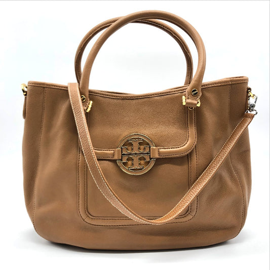 Tory Burch Amanda handbag, shoulder bag, 2-way bag, tote bag, leather, camel brown, for women