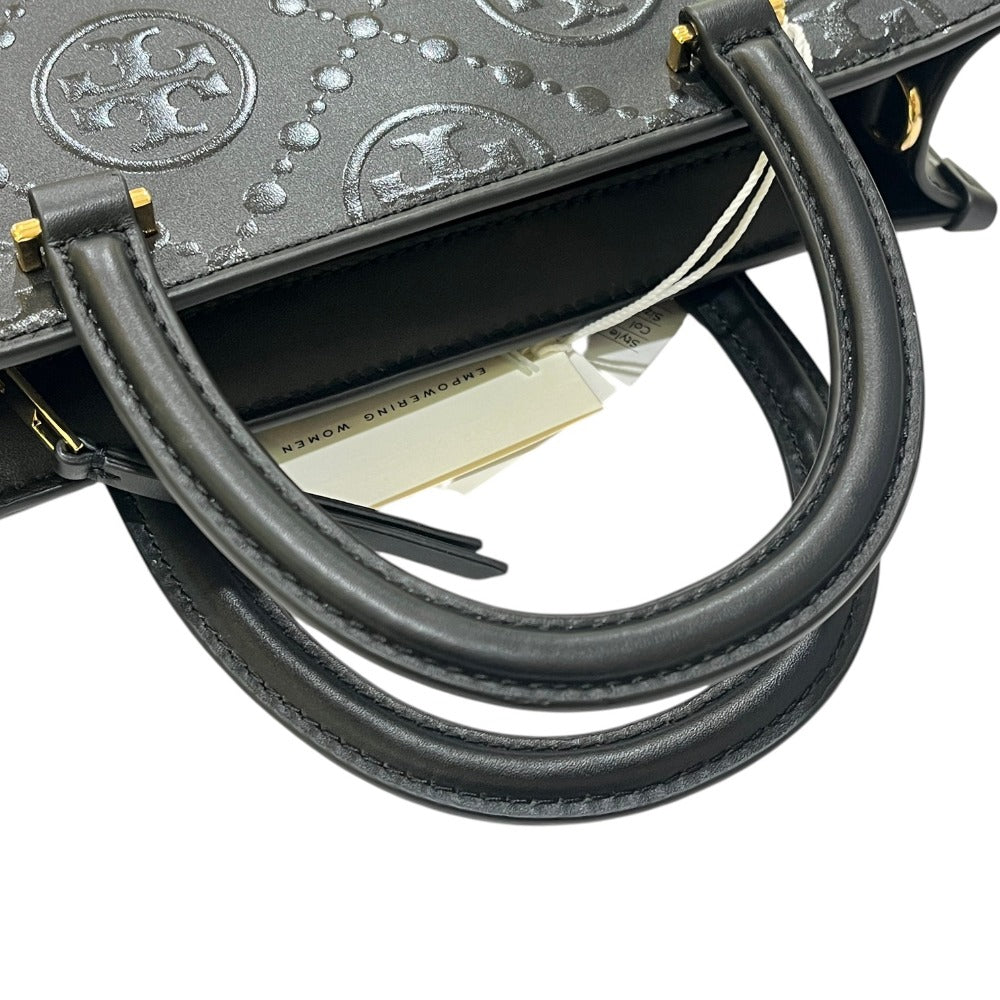 Tory Burch 164641 T Monogram Embossed Tote Small 2WAY Bag Tote Bag PVC Ladies Black