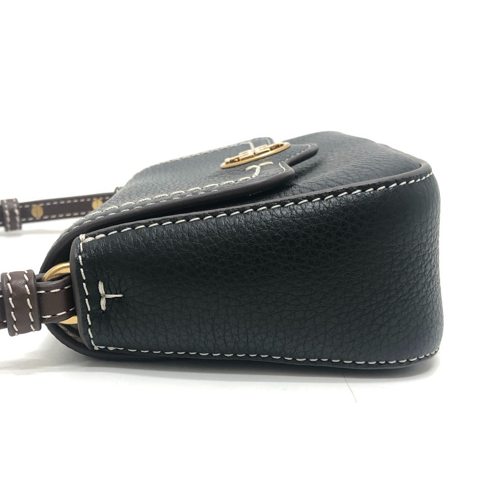 Tory Burch logo Pochette 2-Way Bag with Replacement Strap Shoulder Bag Leather Black Used