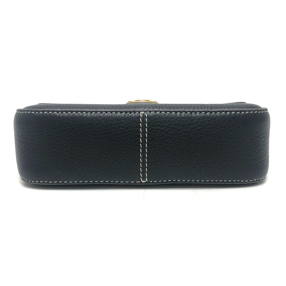 Tory Burch logo Pochette 2-Way Bag with Replacement Strap Shoulder Bag Leather Black Used