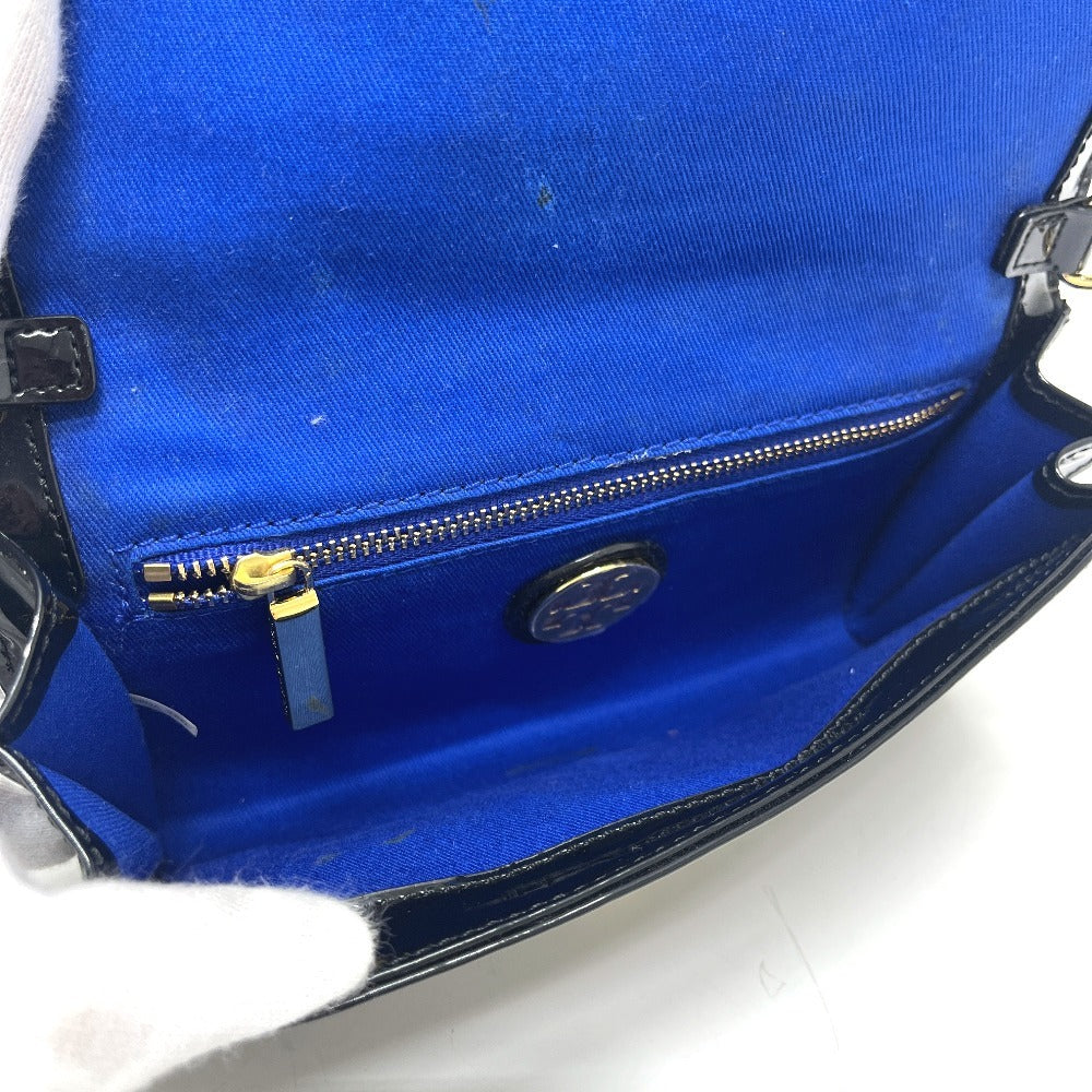 Tory Burch パンチングロゴ ポシェット カバン バッグ ショルダーバッグ エナメル レディース ブラック