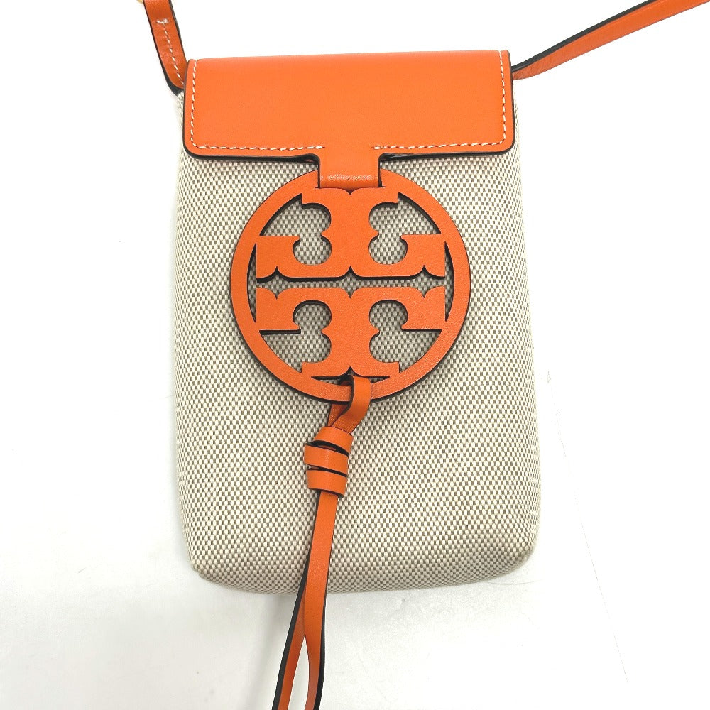 Tory Burch ポシェット スマホショルダー カバン 肩掛け ショルダーバッグ キャンバス/レザー レディース ベージュ