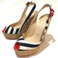 Christian Louboutin 1140088 ウェッジ140 UNE PLUME SLING ストラップ 靴 シューズ パンプス キャンバス レディース