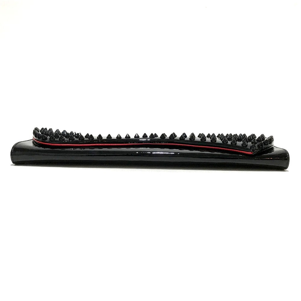 Christian Louboutin 3120524 Spike Stud Pigalle Enamel Party Bag Clutch Bag in Patent Leather, Black