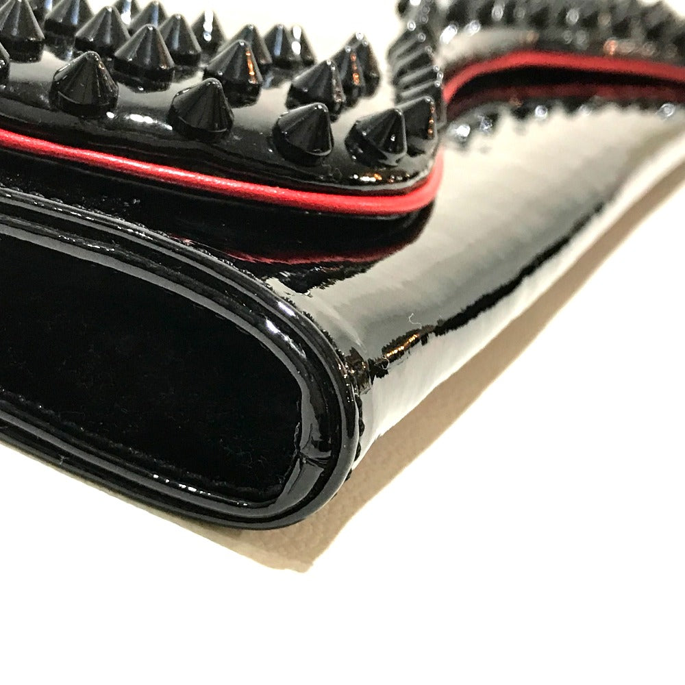 Christian Louboutin 3120524 Spike Stud Pigalle Enamel Party Bag Clutch Bag in Patent Leather, Black