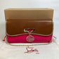 Christian Louboutin 1120586 Two-Tone Riviera Handbag/Clutch Bag in Brown and Pink Calfskin