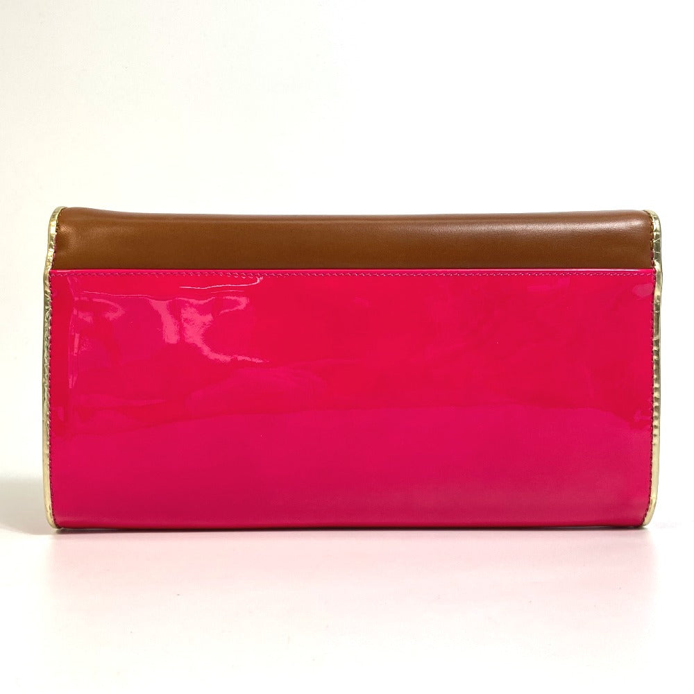 Christian Louboutin 1120586 Two-Tone Riviera Handbag/Clutch Bag in Brown and Pink Calfskin