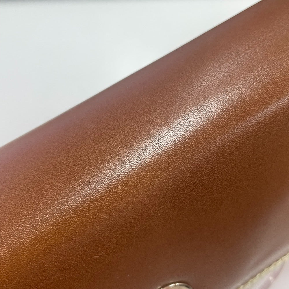 Christian Louboutin 1120586 Two-Tone Riviera Handbag/Clutch Bag in Brown and Pink Calfskin