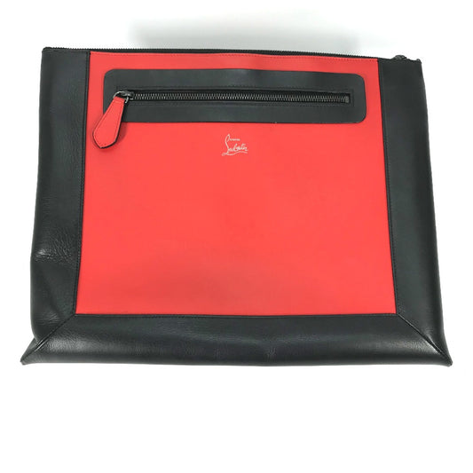 Christian Louboutin Two-Tone Logo Bag Pouch Clutch Bag Leather Men's Black