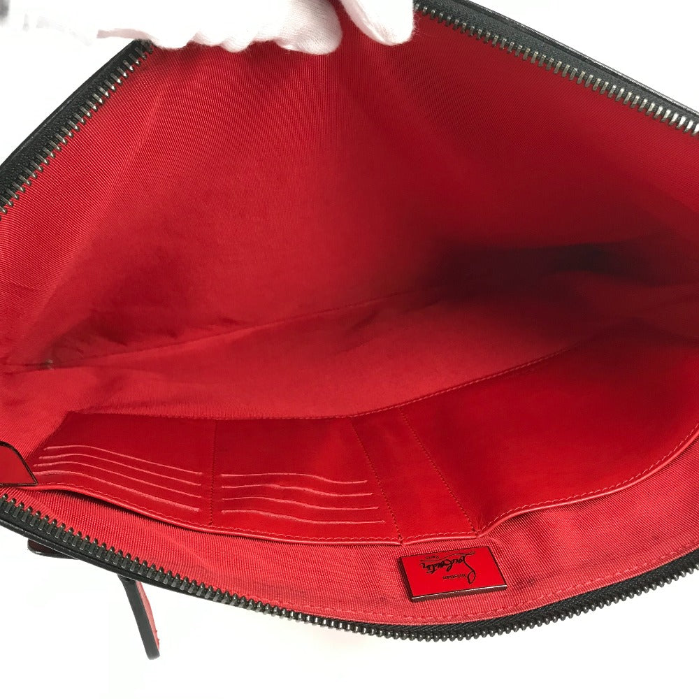 Christian Louboutin Two-Tone Logo Bag Pouch Clutch Bag Leather Men's Black