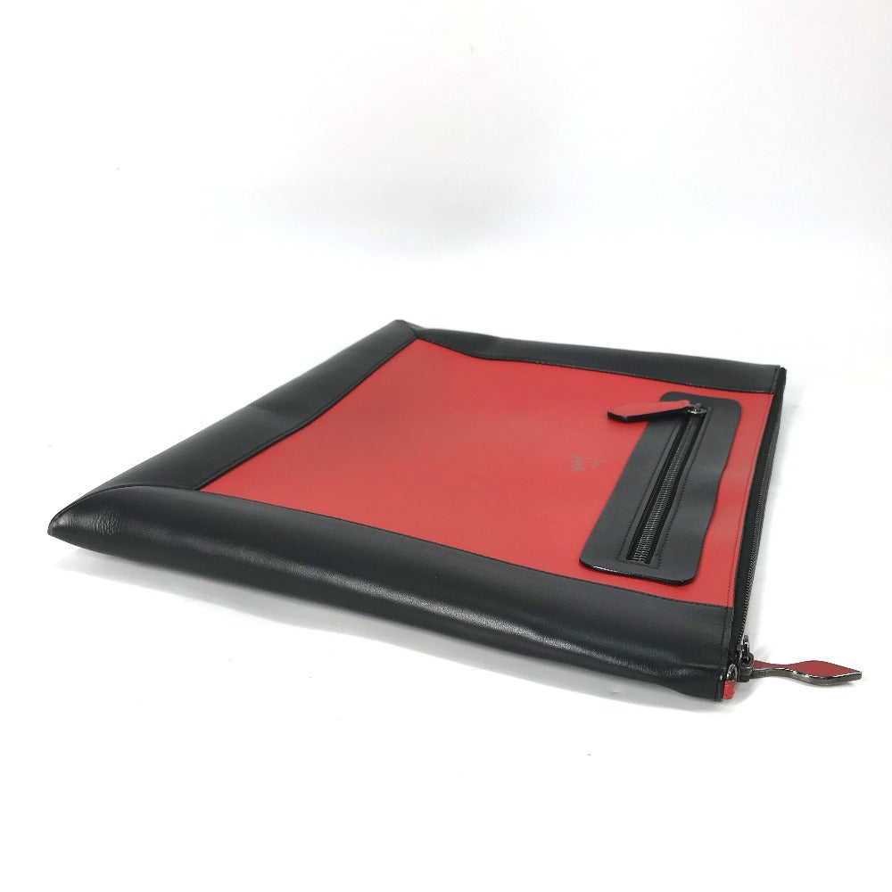 Christian Louboutin Two-Tone Logo Bag Pouch Clutch Bag Leather Men's Black