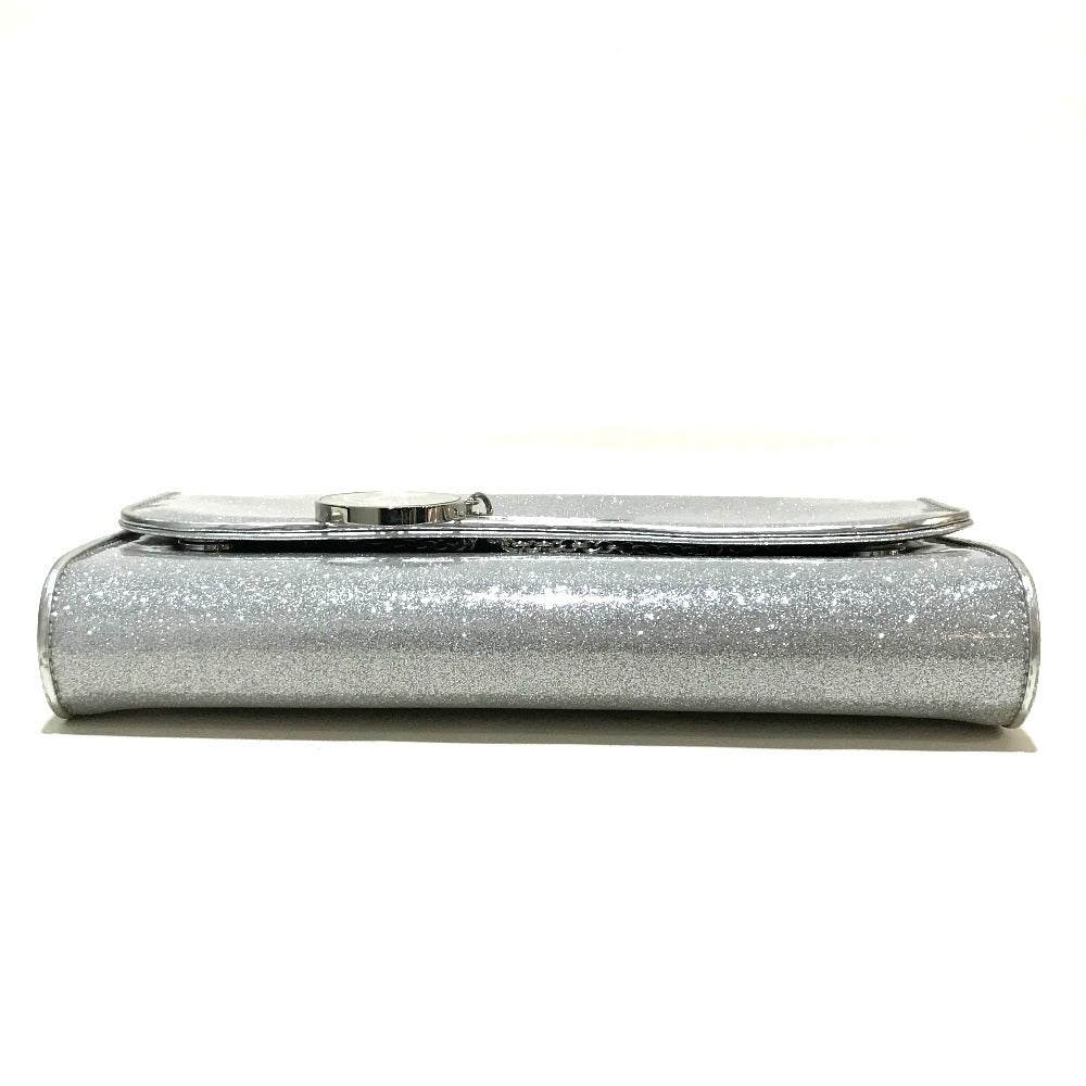 Christian Louboutin 1145132 Glitter Riviera Bag, 2-Way Chain Shoulder Bag/Clutch Bag, PVC, Women's, Silver