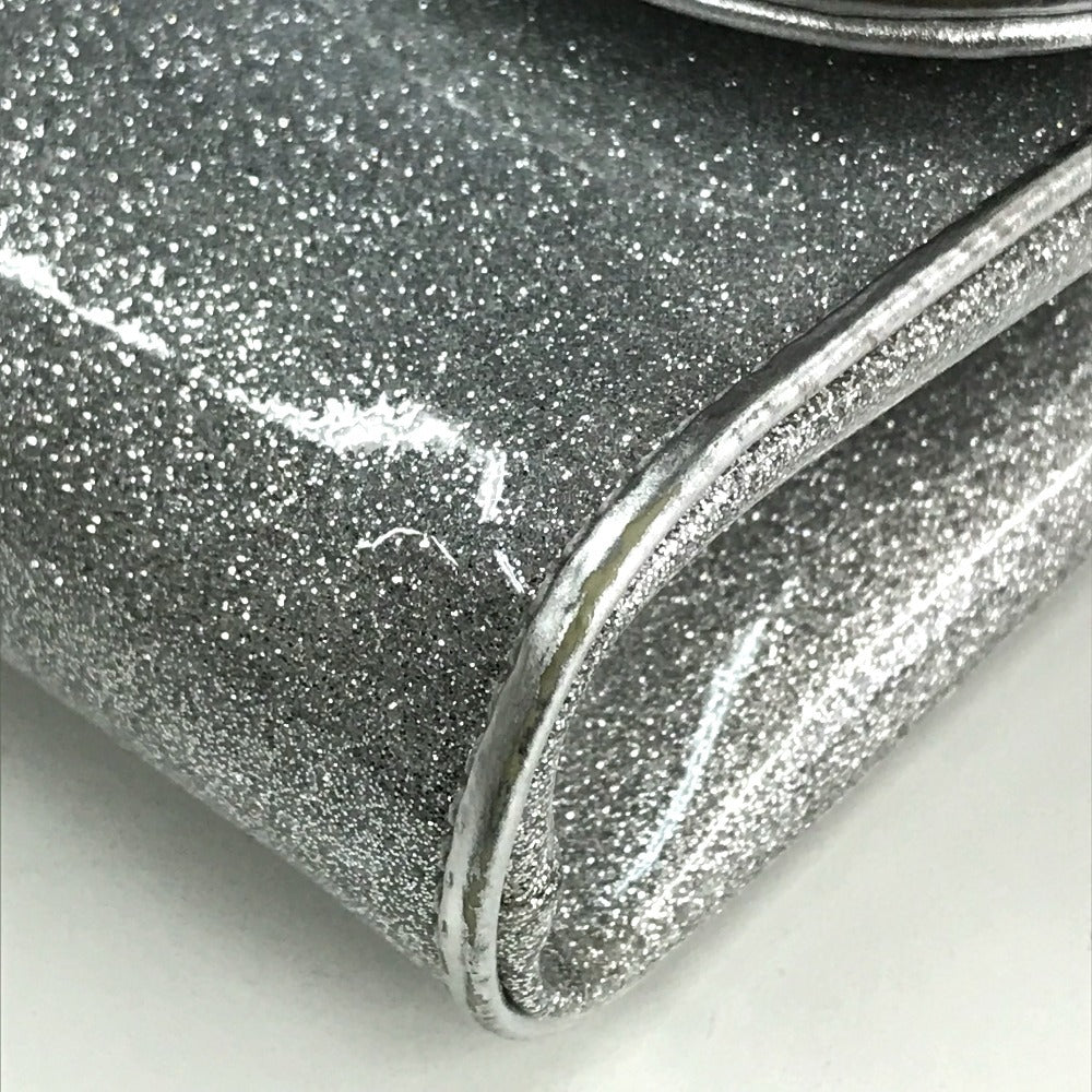 Christian Louboutin 1145132 Glitter Riviera Bag, 2-Way Chain Shoulder Bag/Clutch Bag, PVC, Women's, Silver