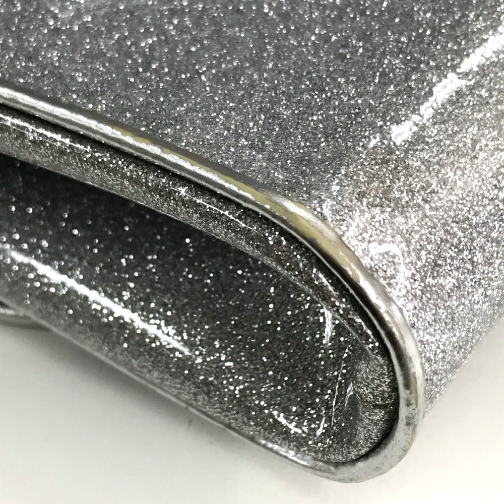 Christian Louboutin 1145132 Glitter Riviera Bag, 2-Way Chain Shoulder Bag/Clutch Bag, PVC, Women's, Silver