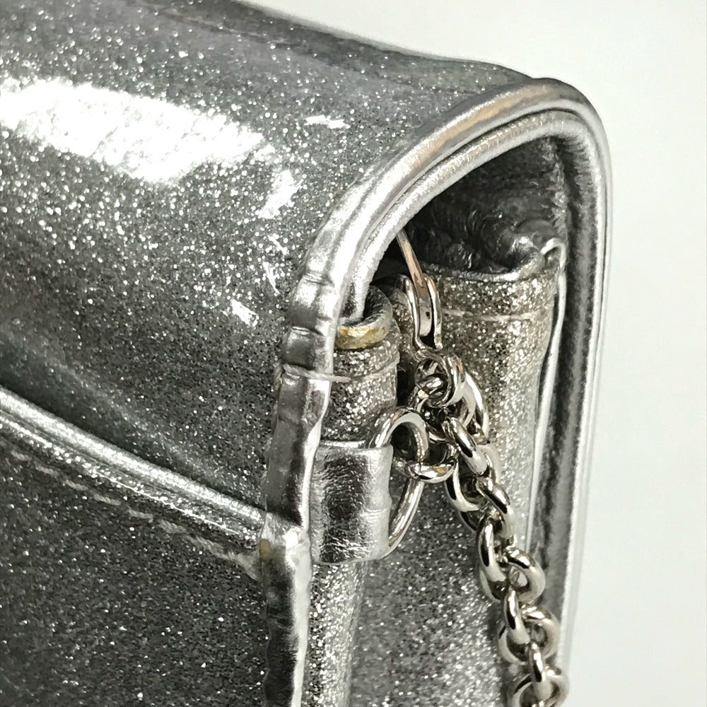 Christian Louboutin 1145132 Glitter Riviera Bag, 2-Way Chain Shoulder Bag/Clutch Bag, PVC, Women's, Silver