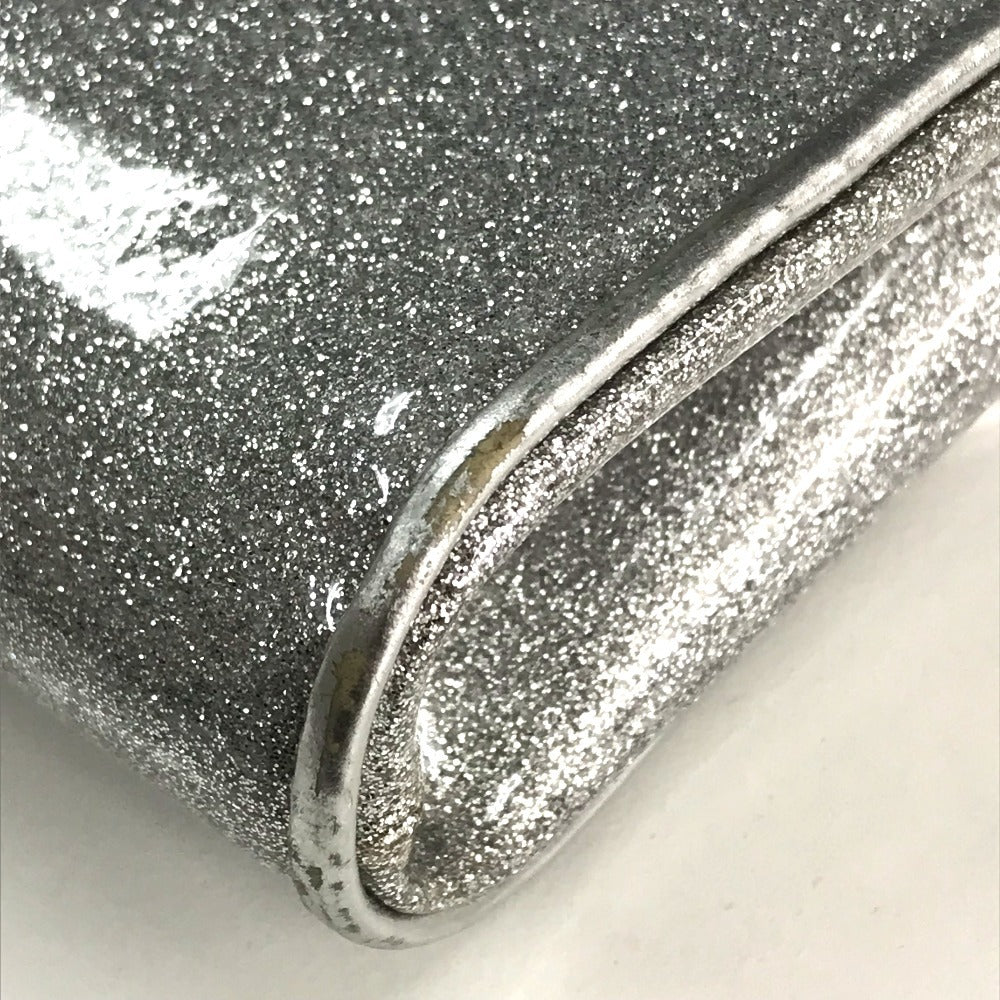 Christian Louboutin 1145132 Glitter Riviera Bag, 2-Way Chain Shoulder Bag/Clutch Bag, PVC, Women's, Silver