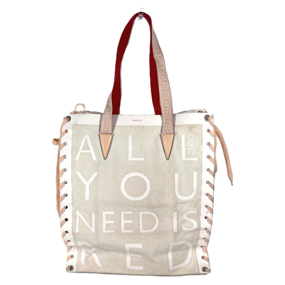 Christian Louboutin 縦型 トートバッグ カバン カバレース CABALACE シューレース ショルダーバッグ キャンバス/レザー レディース ホワイト