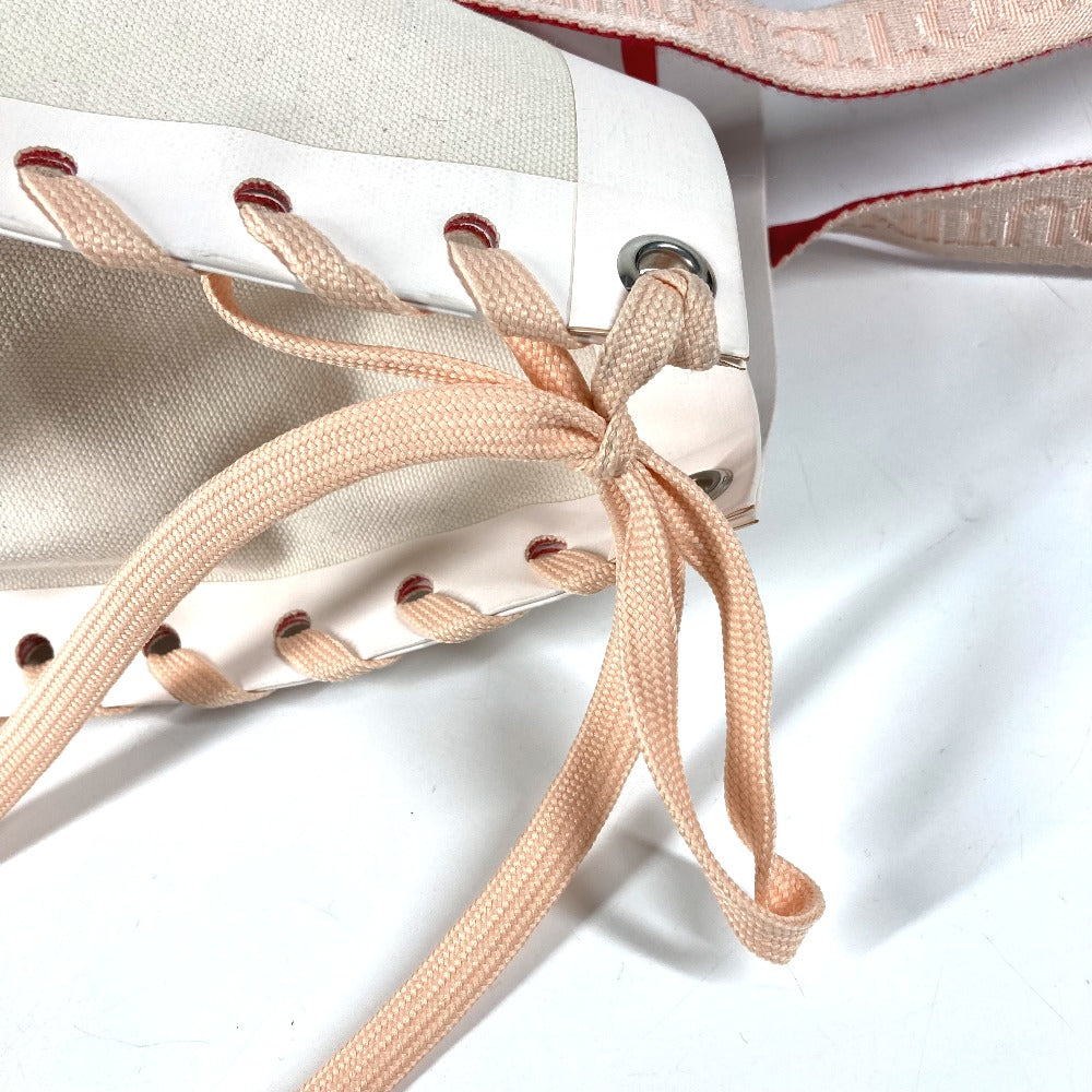 Christian Louboutin 縦型 トートバッグ カバン カバレース CABALACE シューレース ショルダーバッグ キャンバス/レザー レディース ホワイト