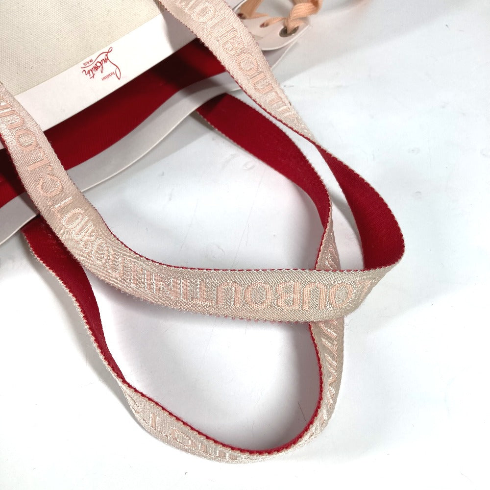 Christian Louboutin 縦型 トートバッグ カバン カバレース CABALACE シューレース ショルダーバッグ キャンバス/レザー レディース ホワイト