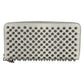 Christian Louboutin 3205076 Studded Long Wallet Round Zipper Leather Unisex White