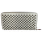 Christian Louboutin 3205076 Studded Long Wallet Round Zipper Leather Unisex White