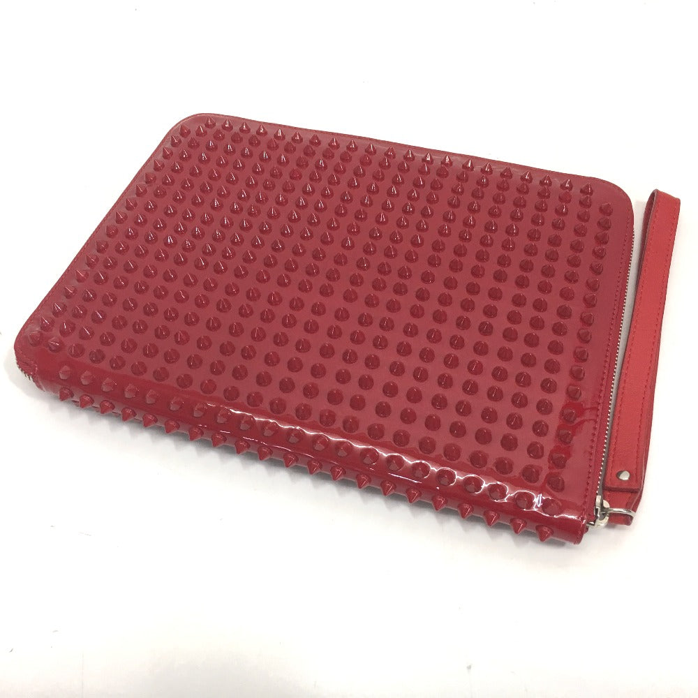 Christian Louboutin spike stud clutch bag/iPad case in patent leather/unisex red